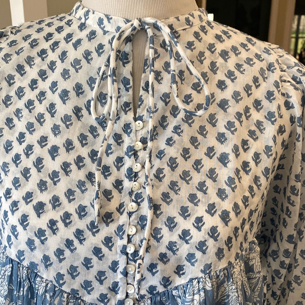 Daughters of India Blue and White Patterned Dress - Picture 9 of 11